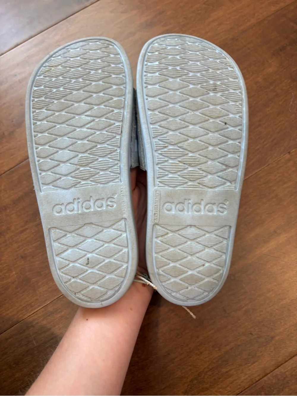 adidas Adilette Comfort Light Blue Glitter Slide Sandals